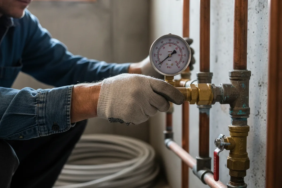 Pressure testing a repaired line during Water Line Repair in Manassas